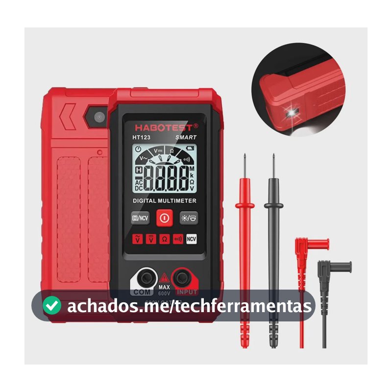 Multimetro Digital Profissional Visor Lcd Portátil + Luzes