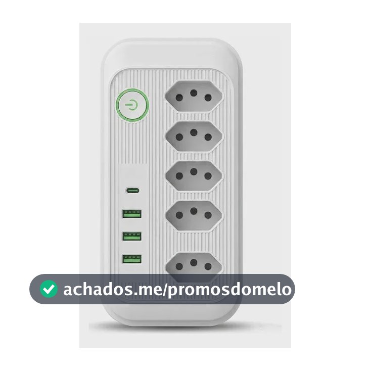 Extensão Elétrica Tomadas Usb Type-c Bivolt Filtro De Linha Branco Jxb95+3+1