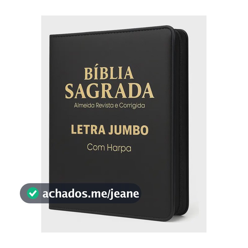 Bíblia Sagrada Letra Jumbo - Ziper Agenda - Preta - C/ Harpa - Revista e Corrigida