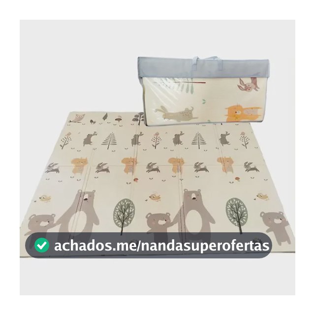 Tapete Tatame Infantil Emborrachado Dobrável Dupla Face 6mm Bege Urso