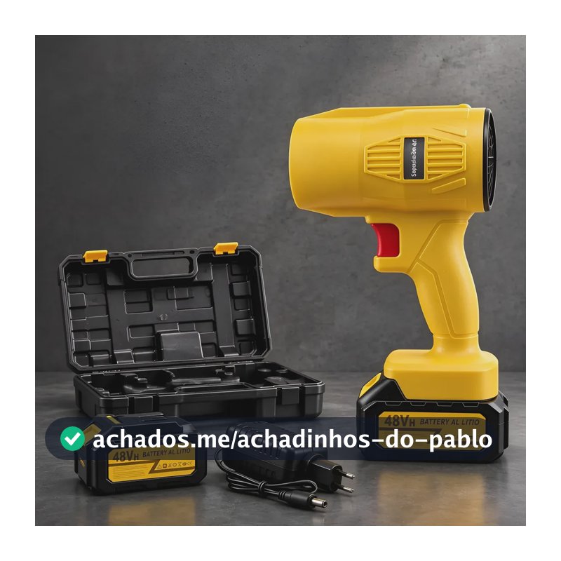 Soprador Sem Fio 48v 2 Baterias Portátil Limpeza Folhas Amarelo 127/220v