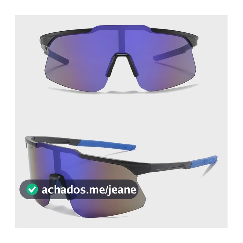 Óculos Corrida Ciclismo Beachtenis Masculino Feminino Uv400 Espelhada Preto E Azul