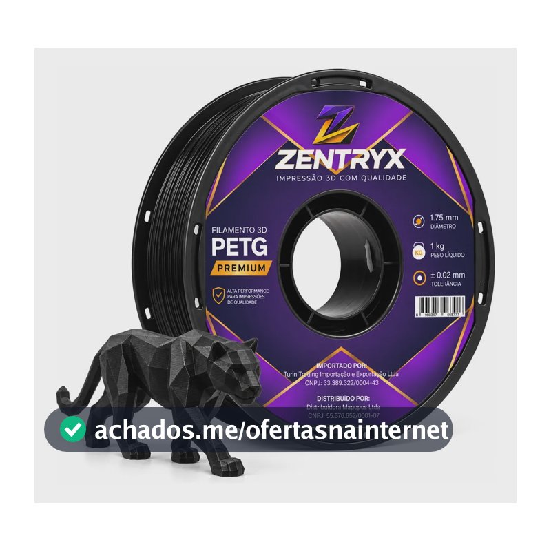 Filamento Petg 1 Kg Impressoras 3d 1.75mm Embalado A Vacuo Preto