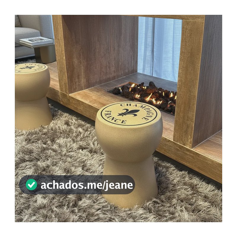 Banqueta Rolha Champanhe Questo Home Design Cortica 46cm Acetinado Bege