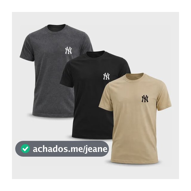 Kit 3 Camisetas Ny Estampa Em Dtf Algodão Premium Unissex