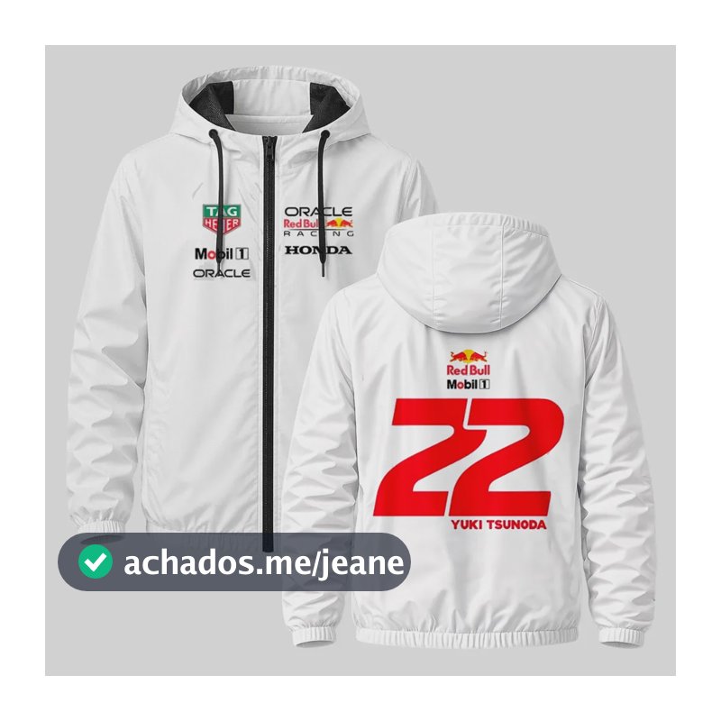 Corta Vento F1 Yuki Tsunoda #22 Red Bull 2025 Unissex Branco P