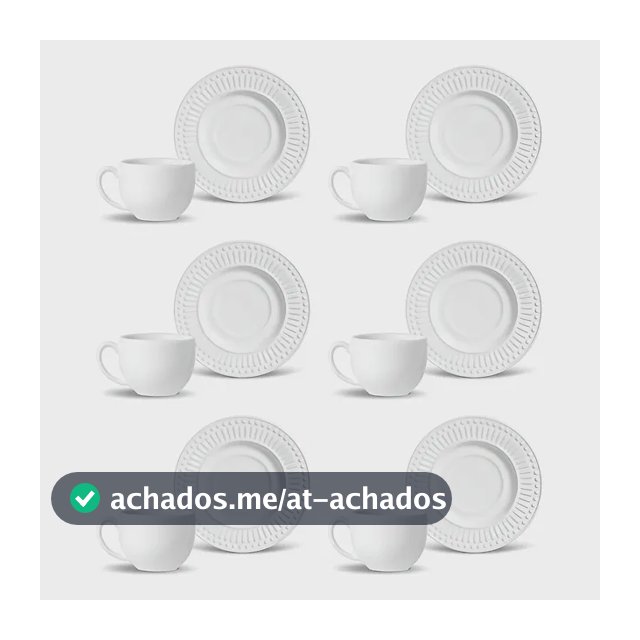 Jogo com 6 Xícaras de Chá e 6 Pires Roma Branco Porto Brasil 161 ml