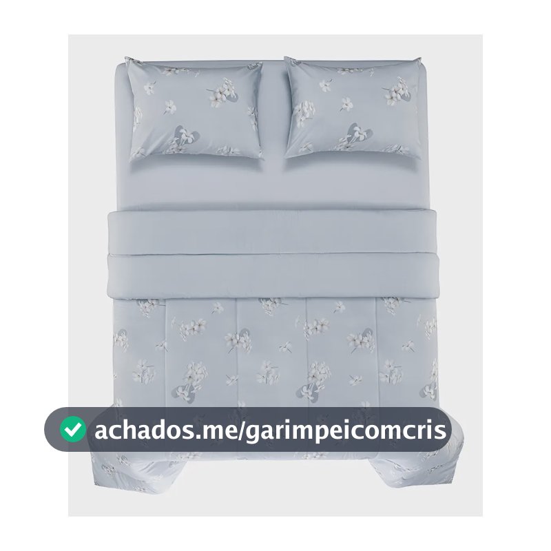 Edredom Queen Jasmim 100% Algodão Azul Karsten Estampado