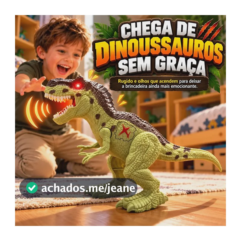 Dinossauro De Brinquedo T Rex Anda Barulho Rugido Luz Olhos Dinoussaro Verde