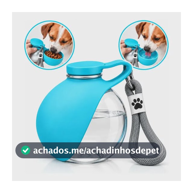 Garrafa Pet Portátil 2 Em 1 Água E Ração Gato Cachorro 290ml 1.5v Azul-celeste