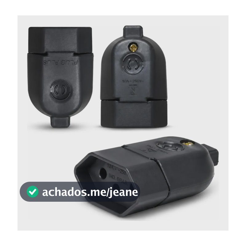 Kit 25 Plug Pino Elétrico Fêmea 2p 10a 250v Tomada Preto