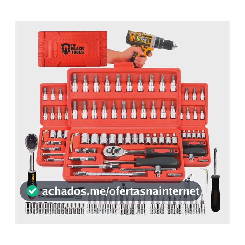 Kit Catraca Soquete Aço Crv 1/4 46 Peças Chave Allen Maleta Amarelo