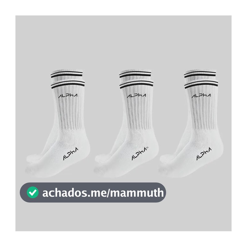 Kit 3 Meias Cano Médio  Alpha Branco U
