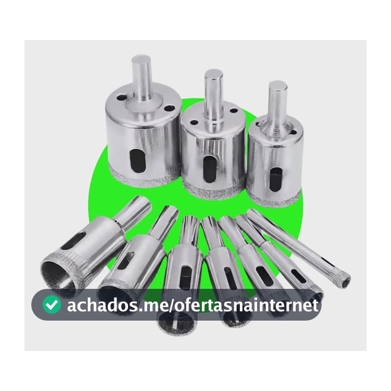 Jogo Serra Copo Diamantada Brocas Furo Vidro Cerâmica Porcelanato Granito Kit 8mm A 50mm Fortner