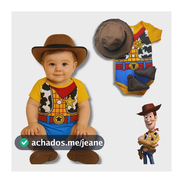 Body Bebê Mêsversário Temático Woody Toy Story Com Chapéu