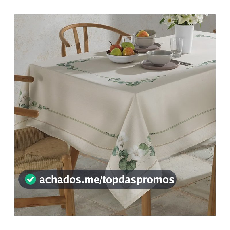 Toalha Mesa Retangular 6 Lugares 1,4m x 2,1m Dohler Limpa Fácil Renova Cor Botanica