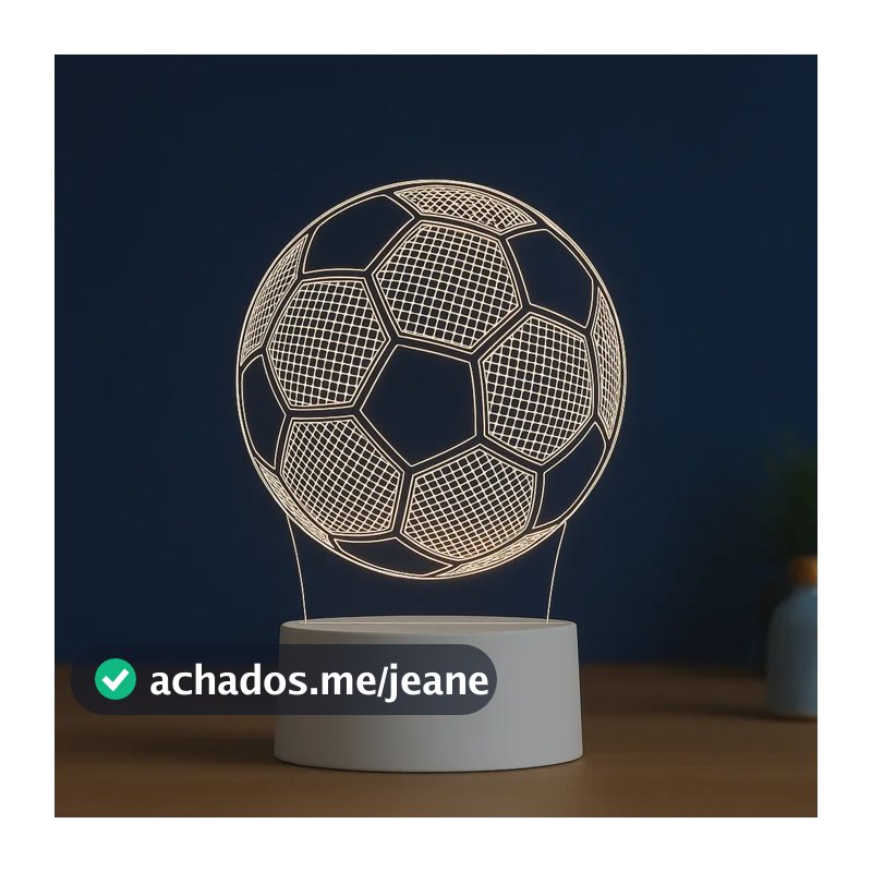 Luminária Bola De Futebol Poplumos Led 3d Estrutura Preto