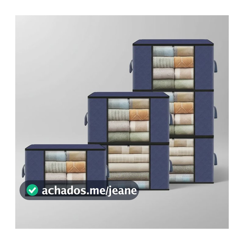 Kit 6 Sacos Organizador Edredom Roupas Multiuso Dobrável 48l Azul-marinho
