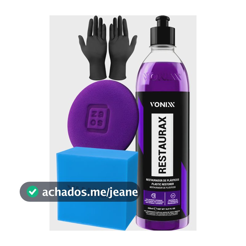 Restaurax Restaurador De Plásticos Vonixx Aplicador Luvas Preto