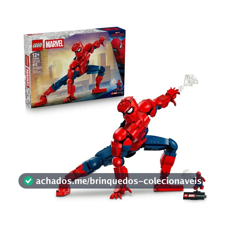 LEGO Marvel Figura Heroica do Homem-Aranha 76346; Item Colecionável; Modelo articulado para montar e decorar, com cerca de 36 cm de altura; Presente Dia das crianças; 12+