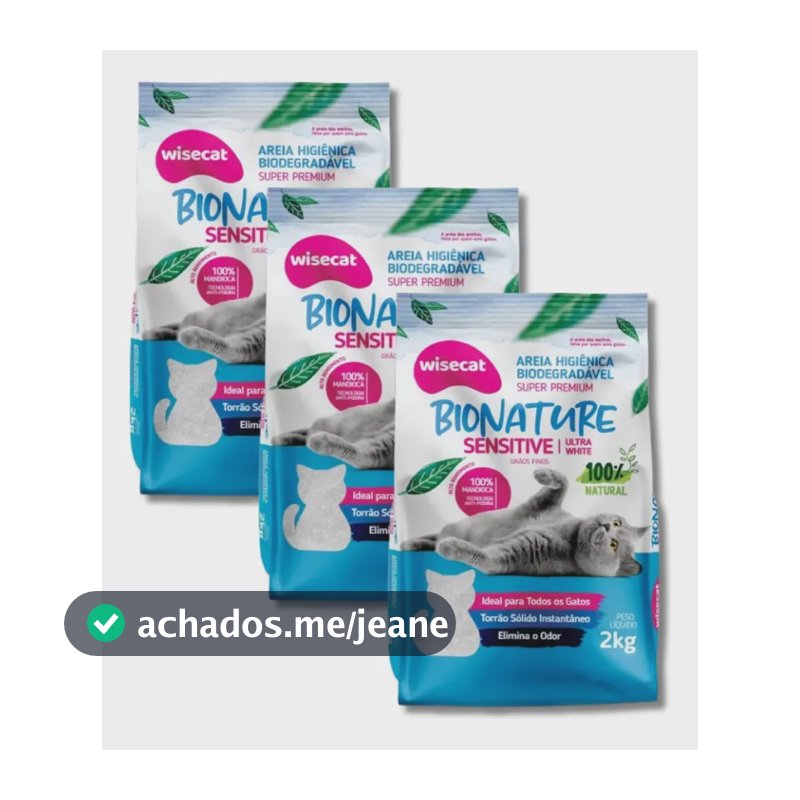 Kit 3x Areia Bionature Sensitive Mandioca Fina 2kg