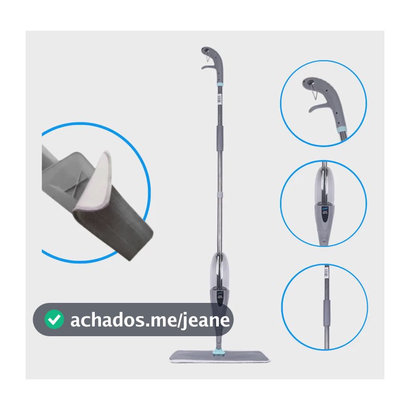 Mop Spray Microfibra Cinza Alumínio Limpeza Piso Frio Madeira