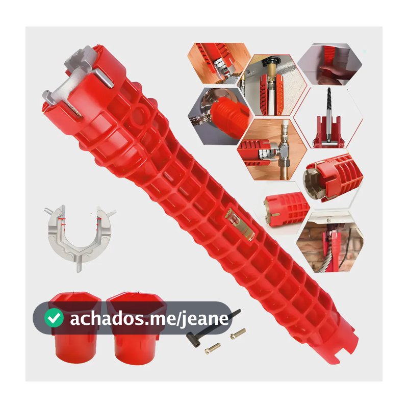 Chave Hidráulica De Instalação Torneira Pia Ferramenta 8em1 Vermelho