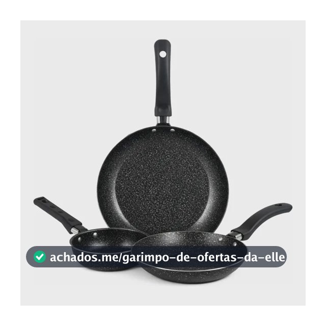 Jogo De Frigideiras Francesas 3 Peças 14 18 24cm Preto Nacional