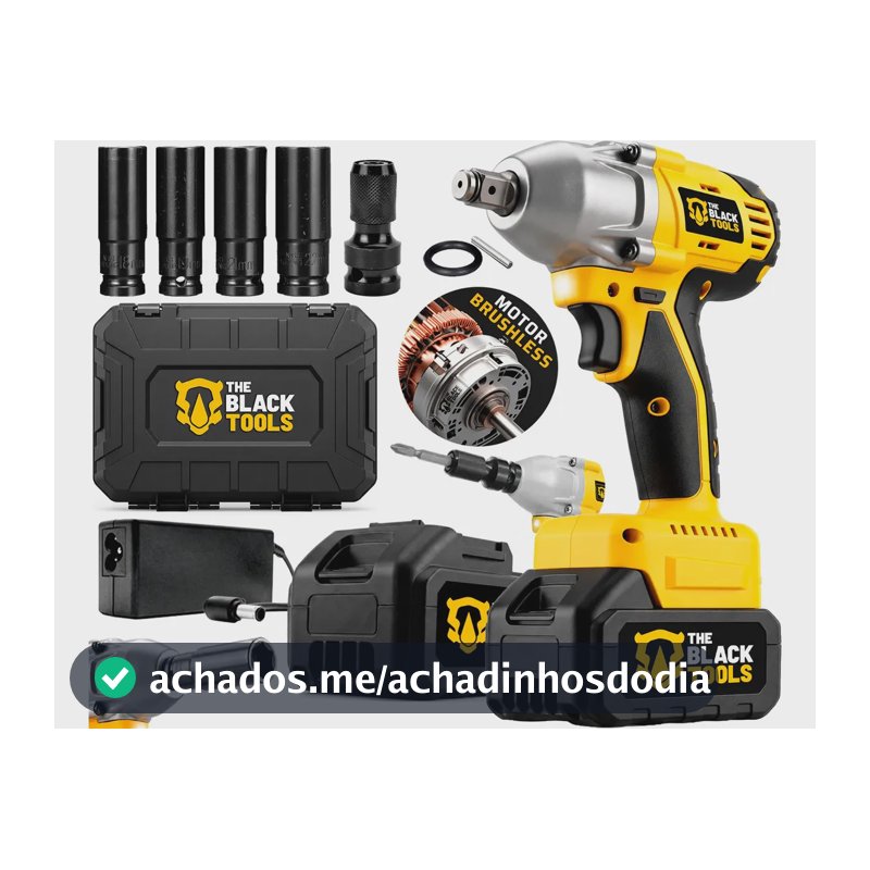 Chave De Impacto A Bateria 21V 1/2" Pol 2400 Rpm Bivolt Com Acessórios E Maleta The Black Tools