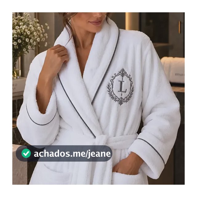 Roupão Deluxe Appel Personalizado  Bordado Exclusivo Branco M