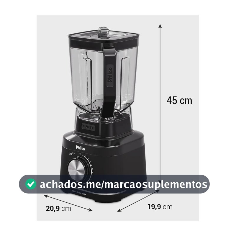 Liquidificador Philco 1500W 3,1L 12 Velocidades com 6 Lâminas PLQ15A