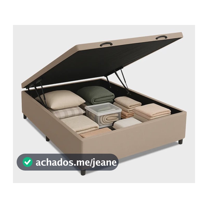 Base Cama Box Baú Casal 138x188x41cm Bege Suede Veludo