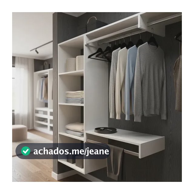 Closet Arara Aberto Com Cabideiro Suspenso De Parede Branco