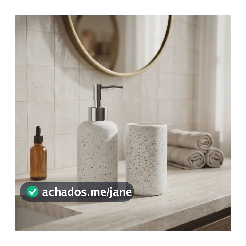 Kit Lavabo Cerâmica Dispenser Porta Escovas Banheiro Branco Branco