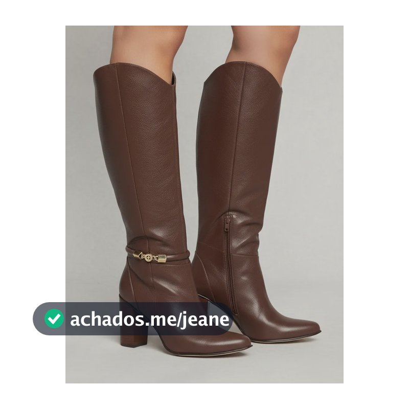 Bota Luz Da Lua Marrom Cano Longo Alto Salto Bloco Couro Marrom 38 Br