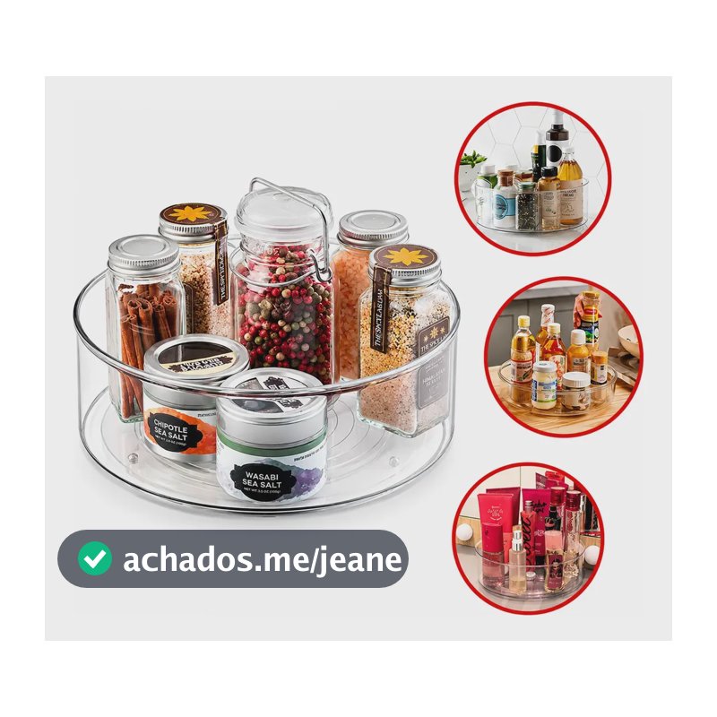 Organizador Geladeira Maquiagem Giratório Armário Multiuso Incolor