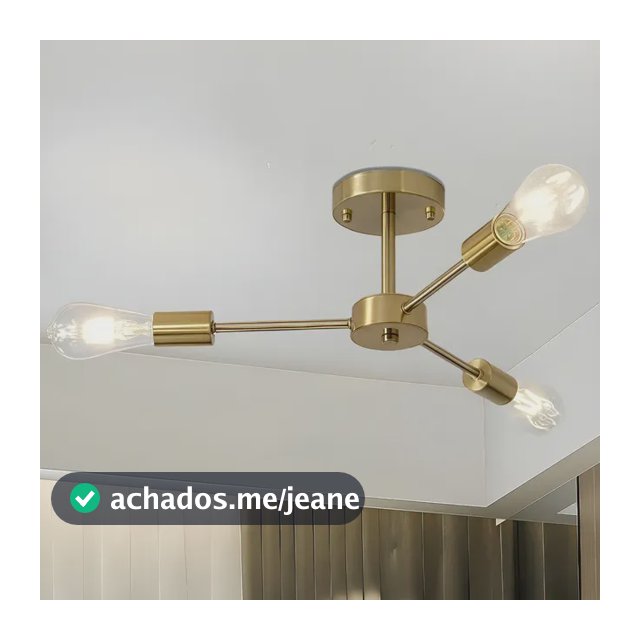 Luminária Lustre Teto Moderno Para Sala Quarto 3 Lâmpadas 110v/220v Dourado
