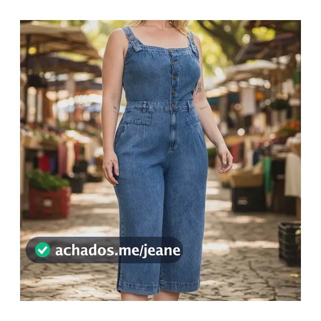 Macacão Jeans Pantacourt Sem Mangas Plus Size