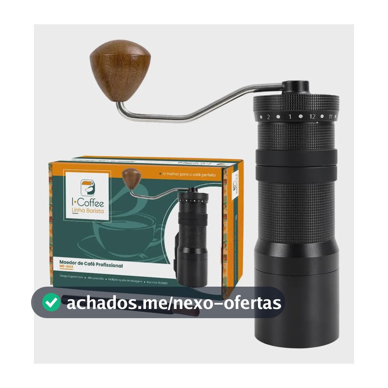 Icoffee Moedor De Café Profissional Compacto Ajuste Inox M6 Max-preto