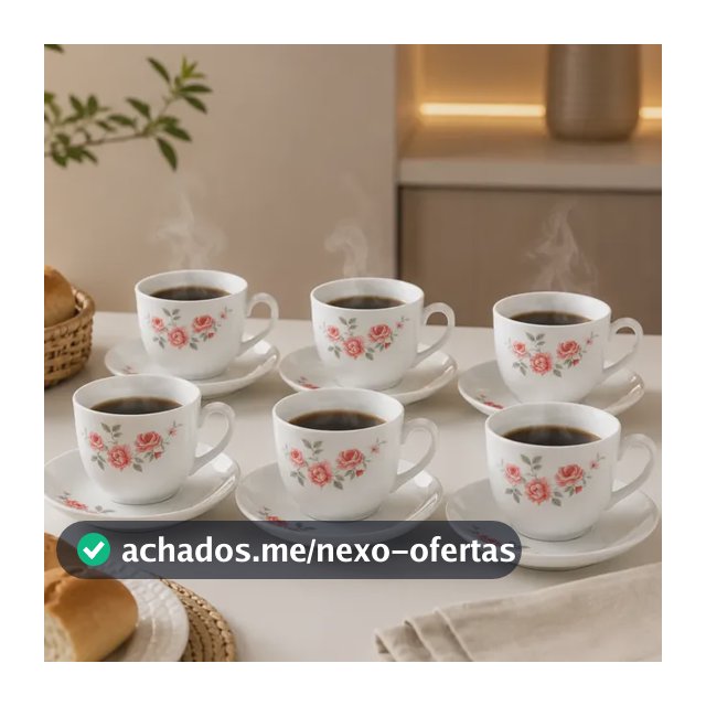 Jogo De Xicaras E Pires Vidro Café Chá 12 Peças 220ml