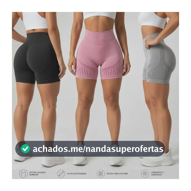Kit 3 Short Levanta Bumbum Feminino Academia Yoga Fitness