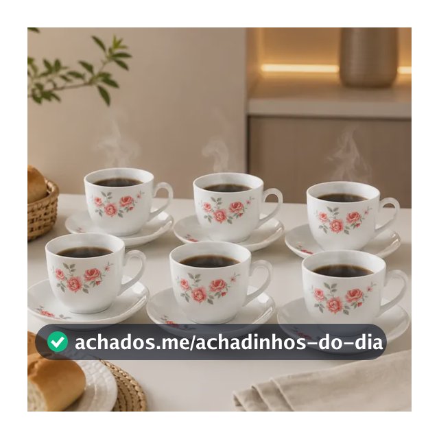 Jogo De Xicaras E Pires Vidro Café Chá 12 Peças 220ml
