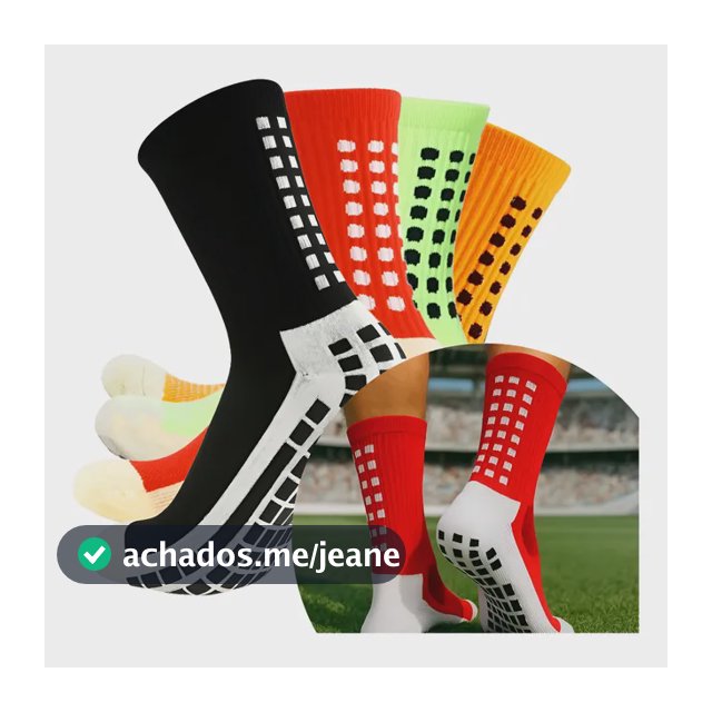 Kit 4 Pares Meia  Antiderrapante Esportiva Futebol Treino Preto/ Vermelho/verde / Laranja Tamanho Unico