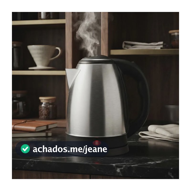 Chaleira Elétrica 1,8L Aquecimento Rápido 1200W Inox Desligamento Automático Café Chá Alça