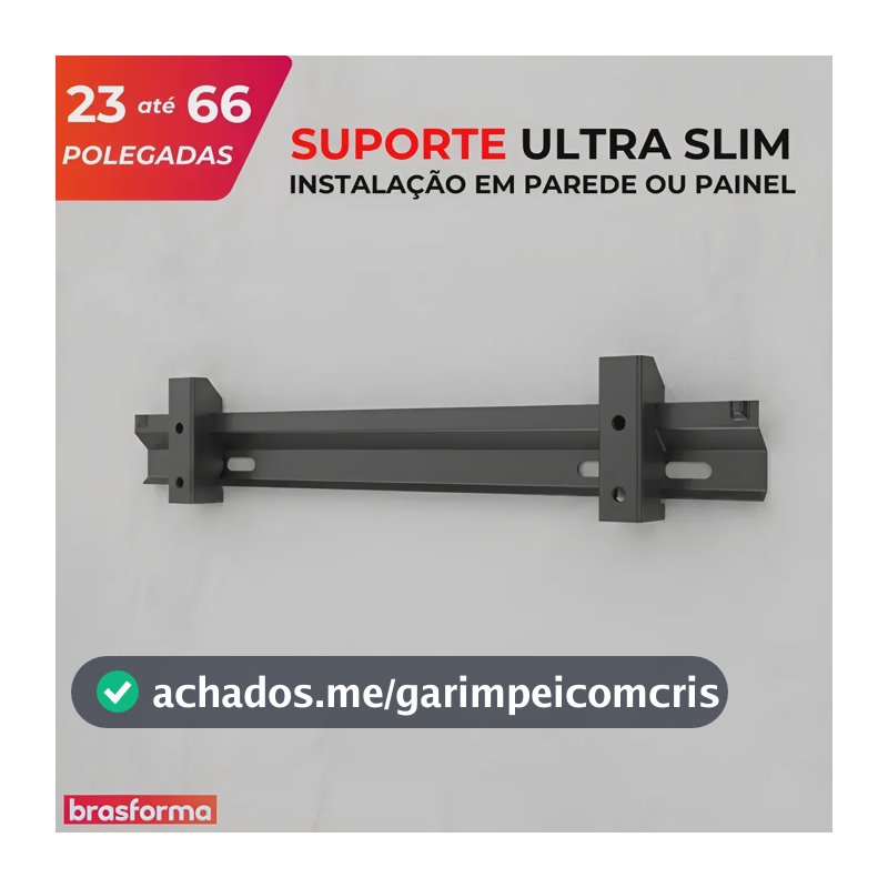 Suporte Para Tv De 23'' A 66'' Fixo Ultra Slim Parede Painel Preto