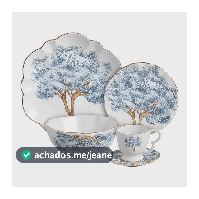 Aparelho Jantar 20 peças Ype Azul filete dourado, Scalla Ceramica