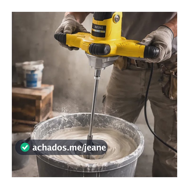 Misturador Elétrico De Argamassa 1200w Tinta Gesso Rejunte Textura Profissional 1000rpm, 6 Velocidades, M14 Com Acessórios