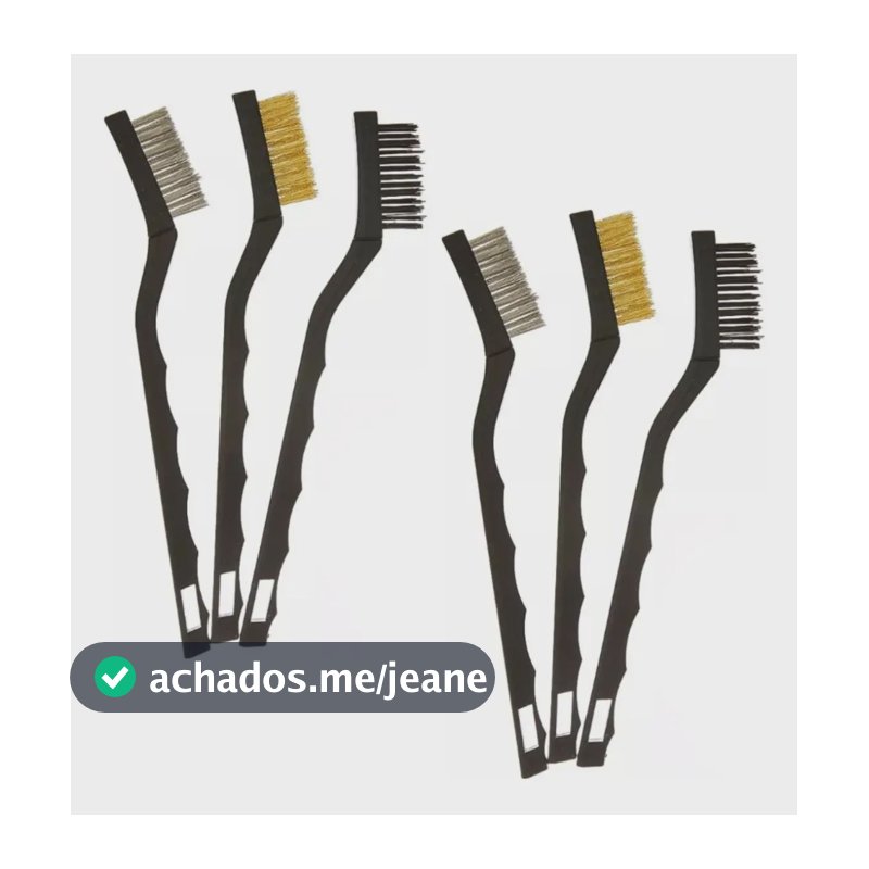Kit 2 Jogos Com 3 Mini Escovas, Cerdas De Aco Latao E Nylon