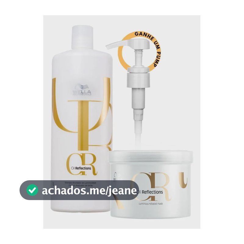 Kit Wella Duo Oil Reflections Sh 1l E Máscara500g Com Pump