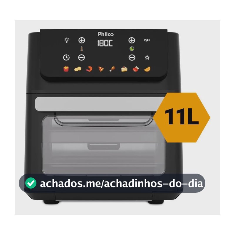 Fritadeira Air Fryer Oven 11 Litros 1800w 8 Funções Philco PAF11B